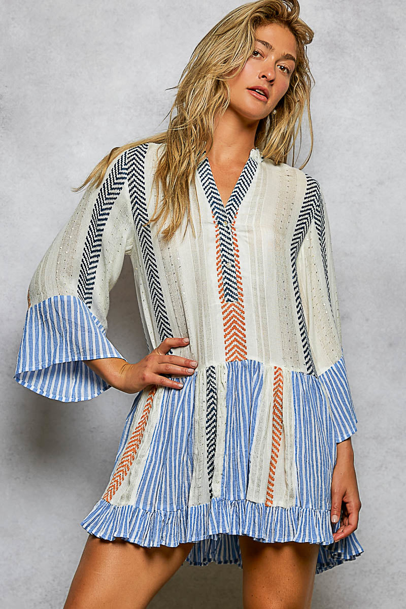 Seaside Sparkle Stripe Dress (PRE ORDER ITEM 5/1/26)