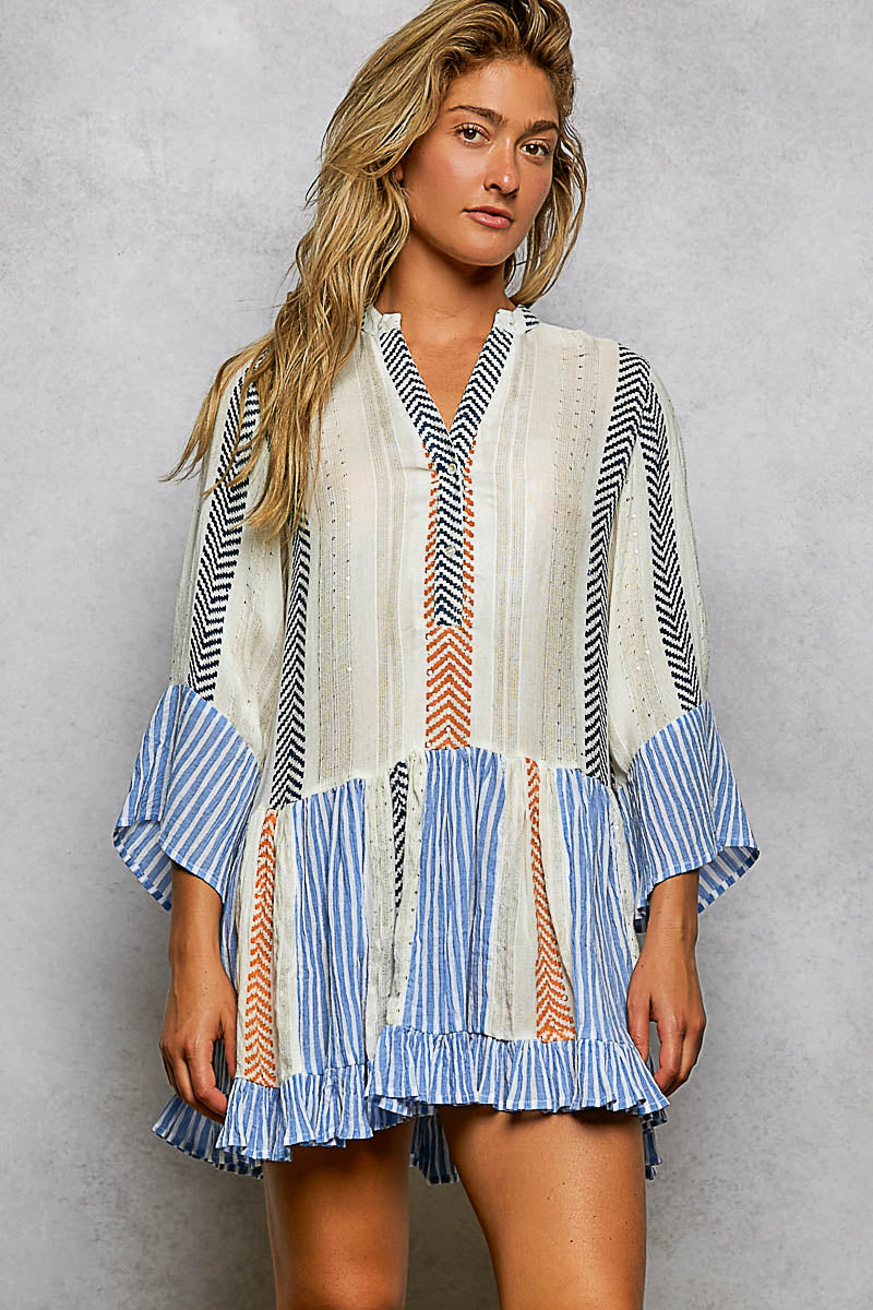 Seaside Sparkle Stripe Dress (PRE ORDER ITEM 5/1/26)