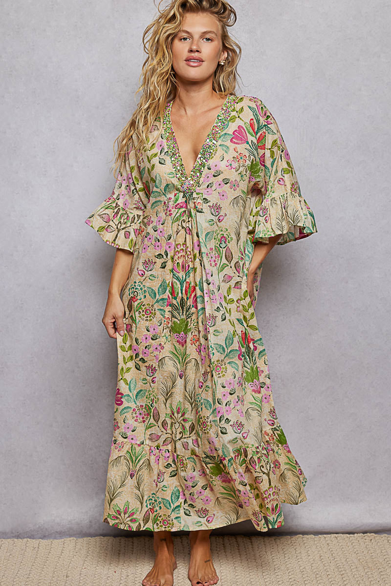 Vine Garden Empire Maxi Dress (PREORDER ITEM 6/19/26)