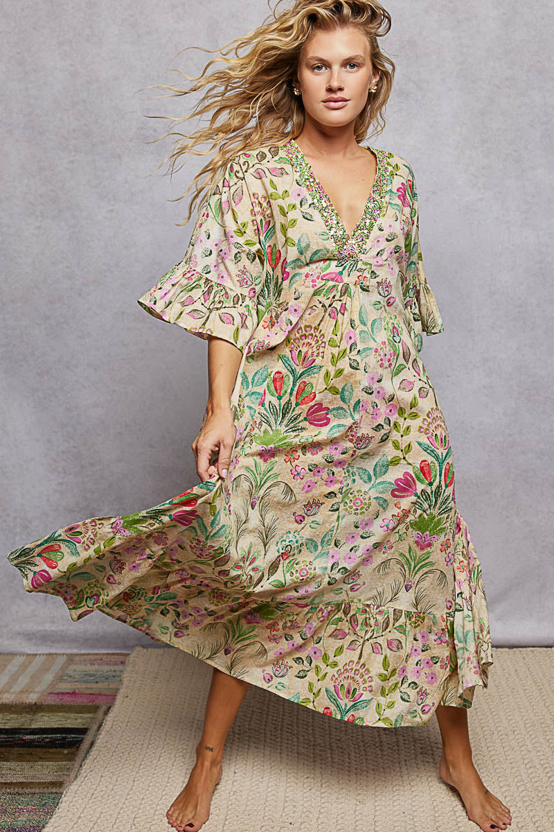 Vine Garden Empire Maxi Dress (PREORDER ITEM 6/19/26)