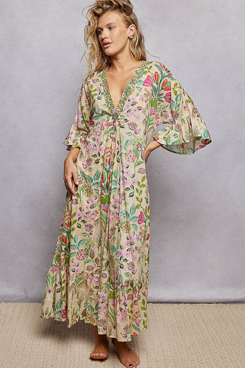 Vine Garden Empire Maxi Dress (PREORDER ITEM 6/19/26)