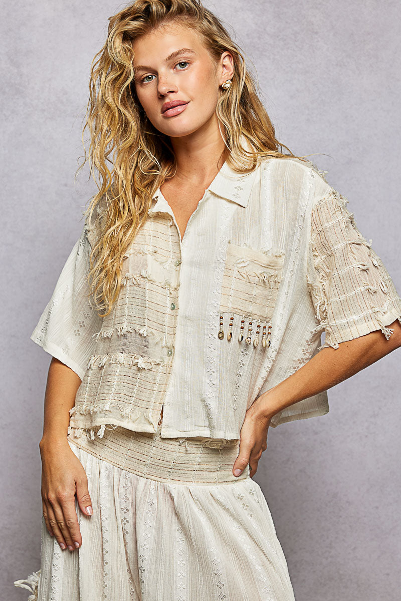 Delilah Sandy Pearl Oversized Short Shirt