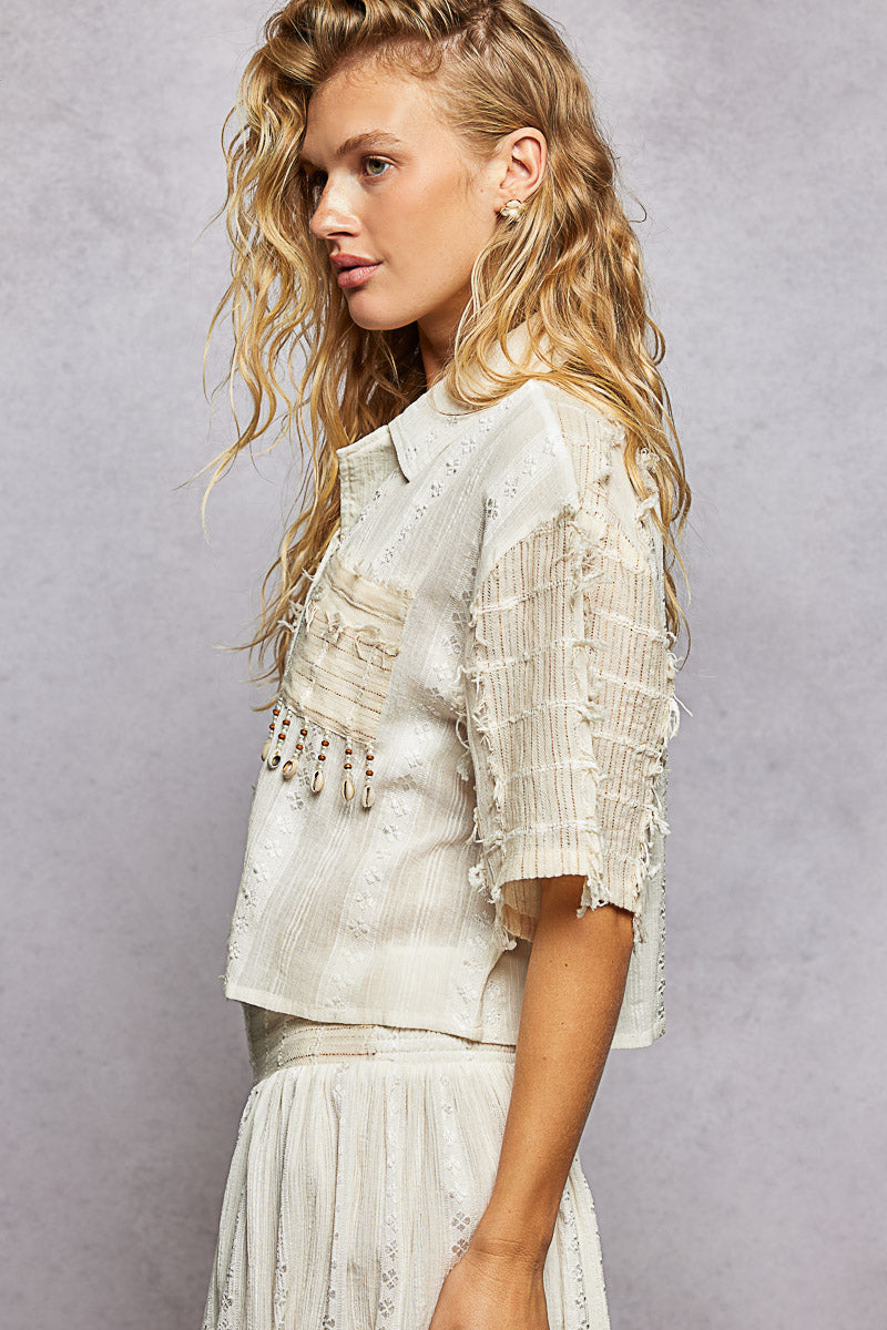 Delilah Sandy Pearl Oversized Short Shirt