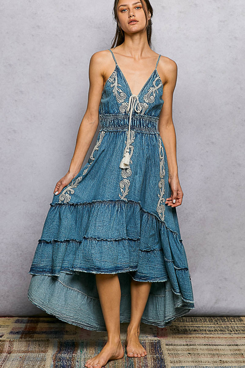 The Livia V-Neck Cotton Smocked Dress