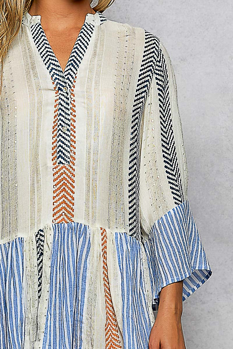 Seaside Sparkle Stripe Dress (PRE ORDER ITEM 5/1/26)