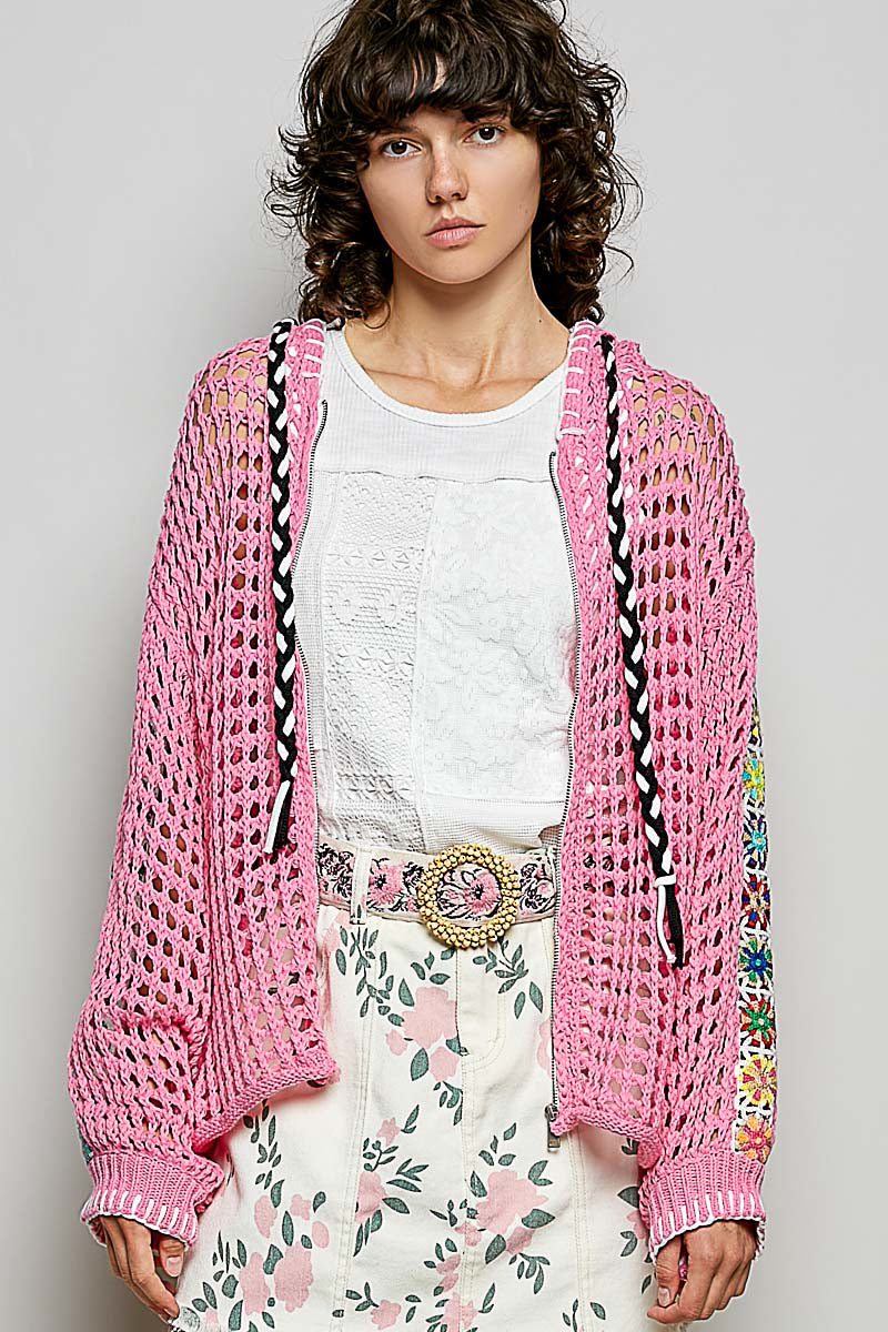 POL V-NECK BALLOON SLEEVE REGULAR-FIT HOODIE SWEATER TOP