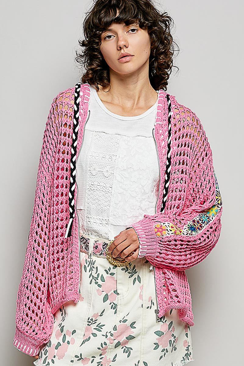 POL V-NECK BALLOON SLEEVE REGULAR-FIT HOODIE SWEATER TOP