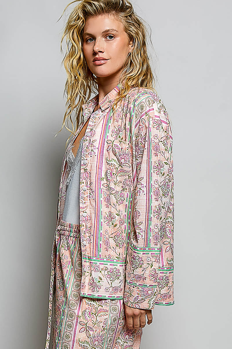 POL VINTAGE-INSPIRED WOVEN BUTTON-DOWN SHIRT