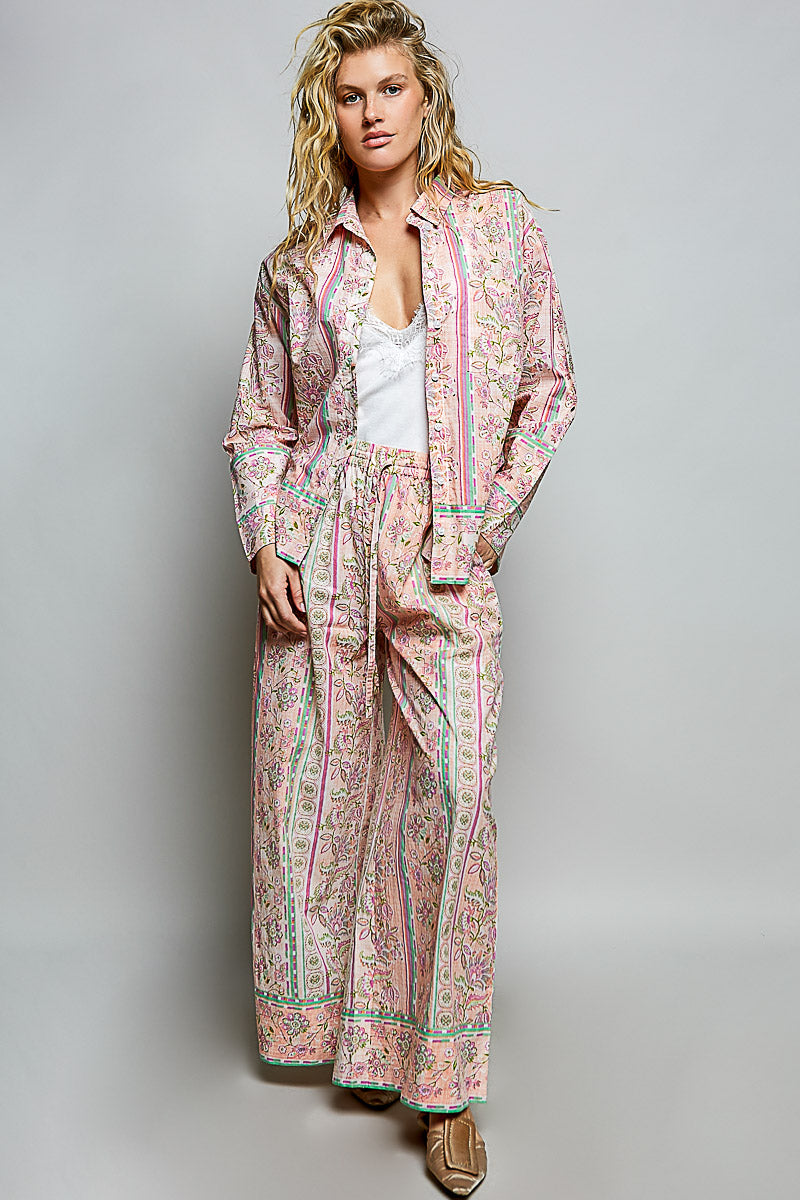 POL VINTAGE-INSPIRED WOVEN BUTTON-DOWN SHIRT
