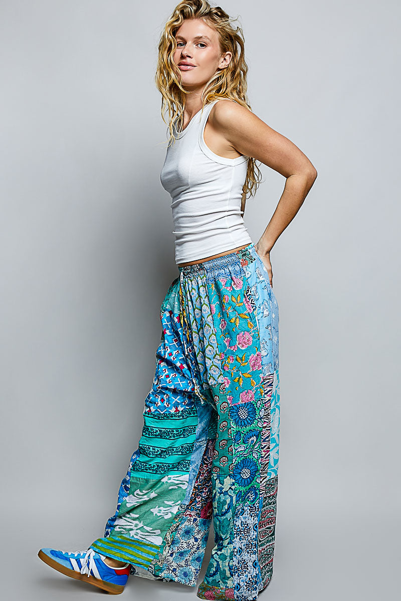 POL PRINTED HIGH-RISE WIDE LEG PANTS