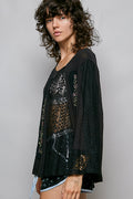 POL SQUARE NECK THREE QUARTER SLEEVE RELAXED FIT TOP