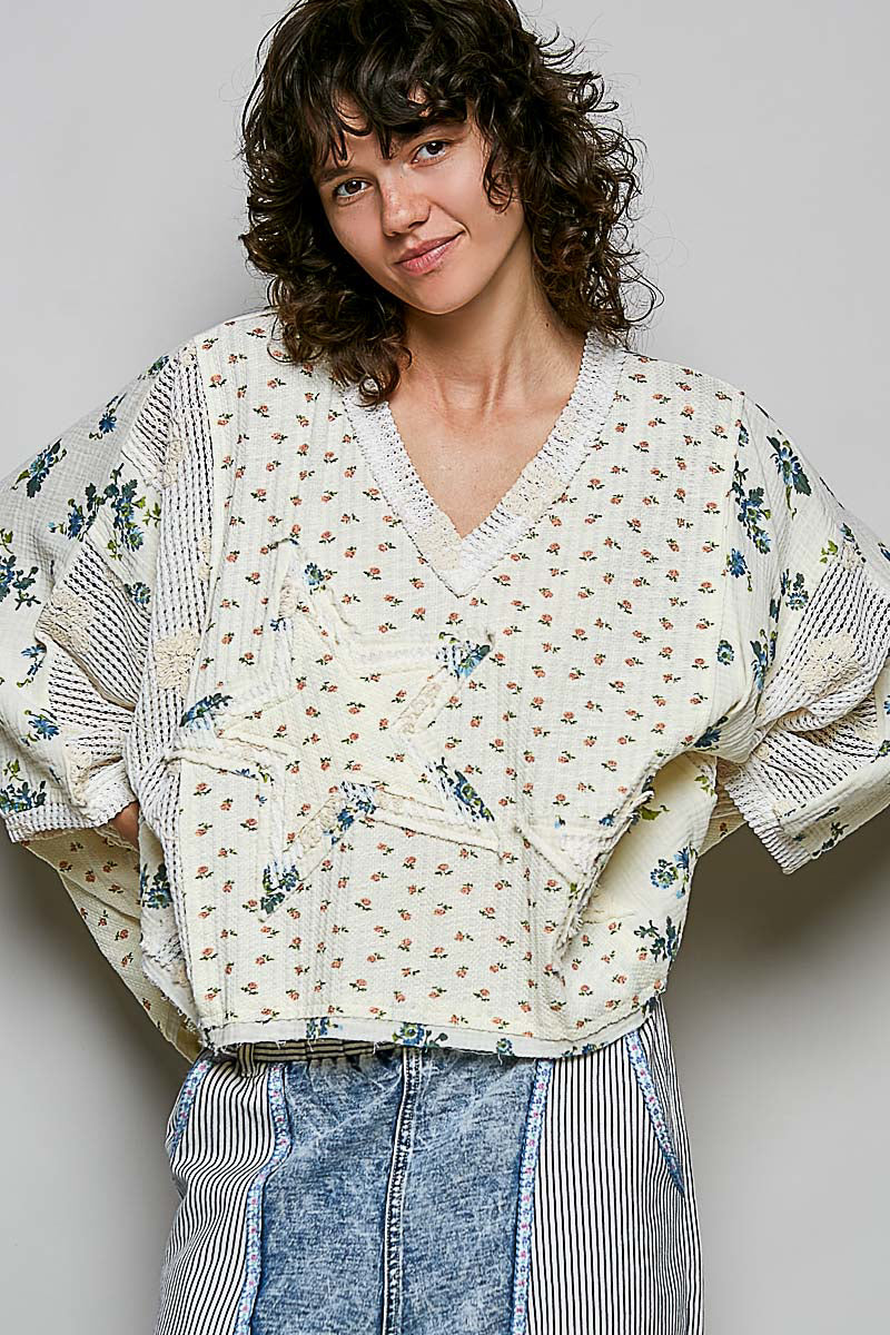 POL V-NECK DROP SHOULDER ROOMY FIT TOP