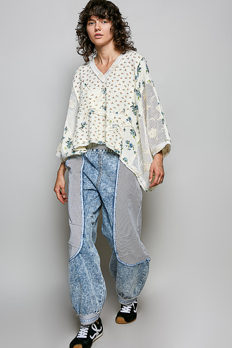 POL V-NECK DROP SHOULDER ROOMY FIT TOP