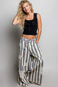 POL HIGH-RISE SOFT TWILL STRIPE WIDE-LEG PANTS