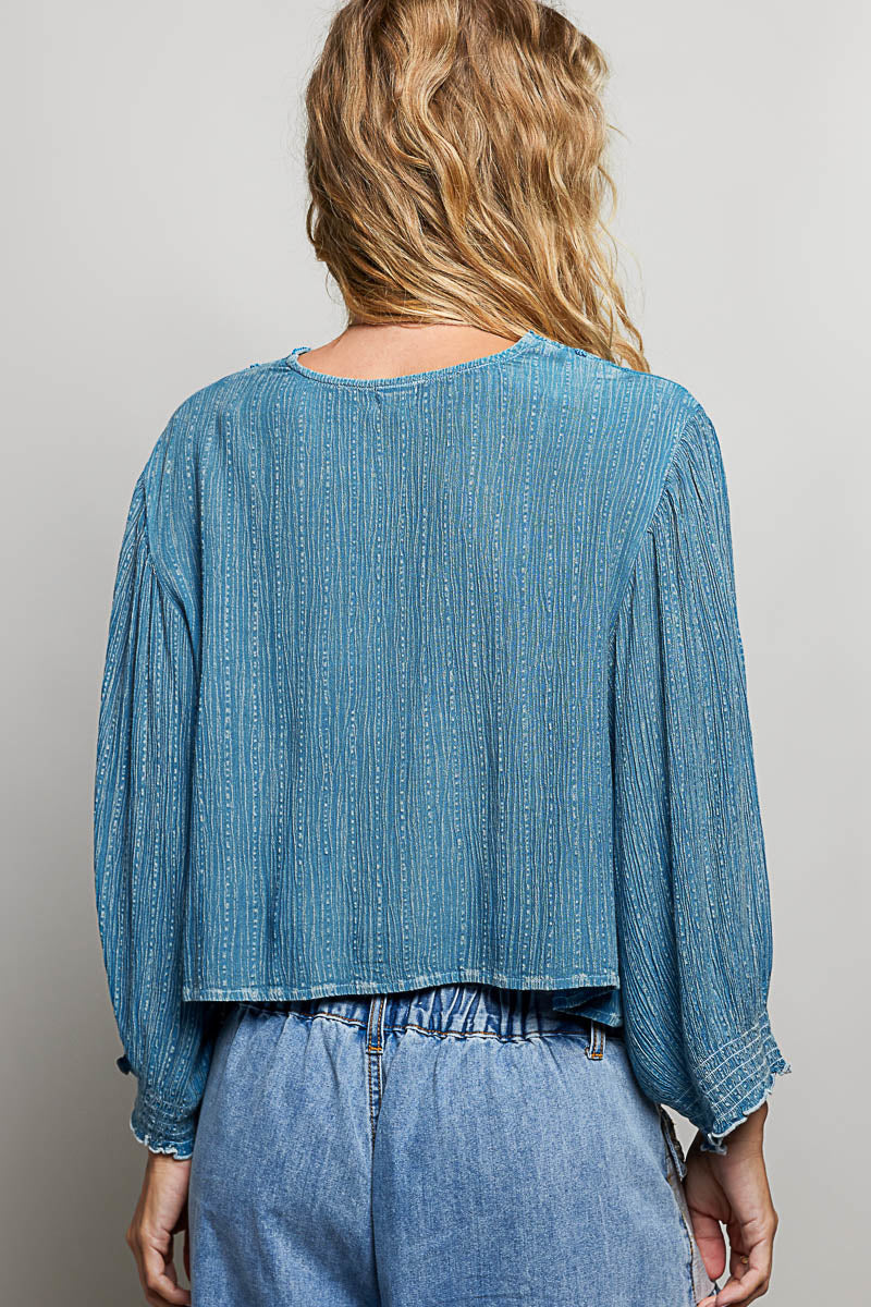 POL WOVEN LONG-SLEEVE BLOUSE