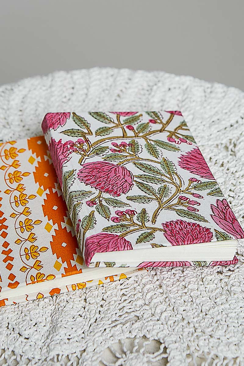 POL Portable floral print fabric-covered notebook