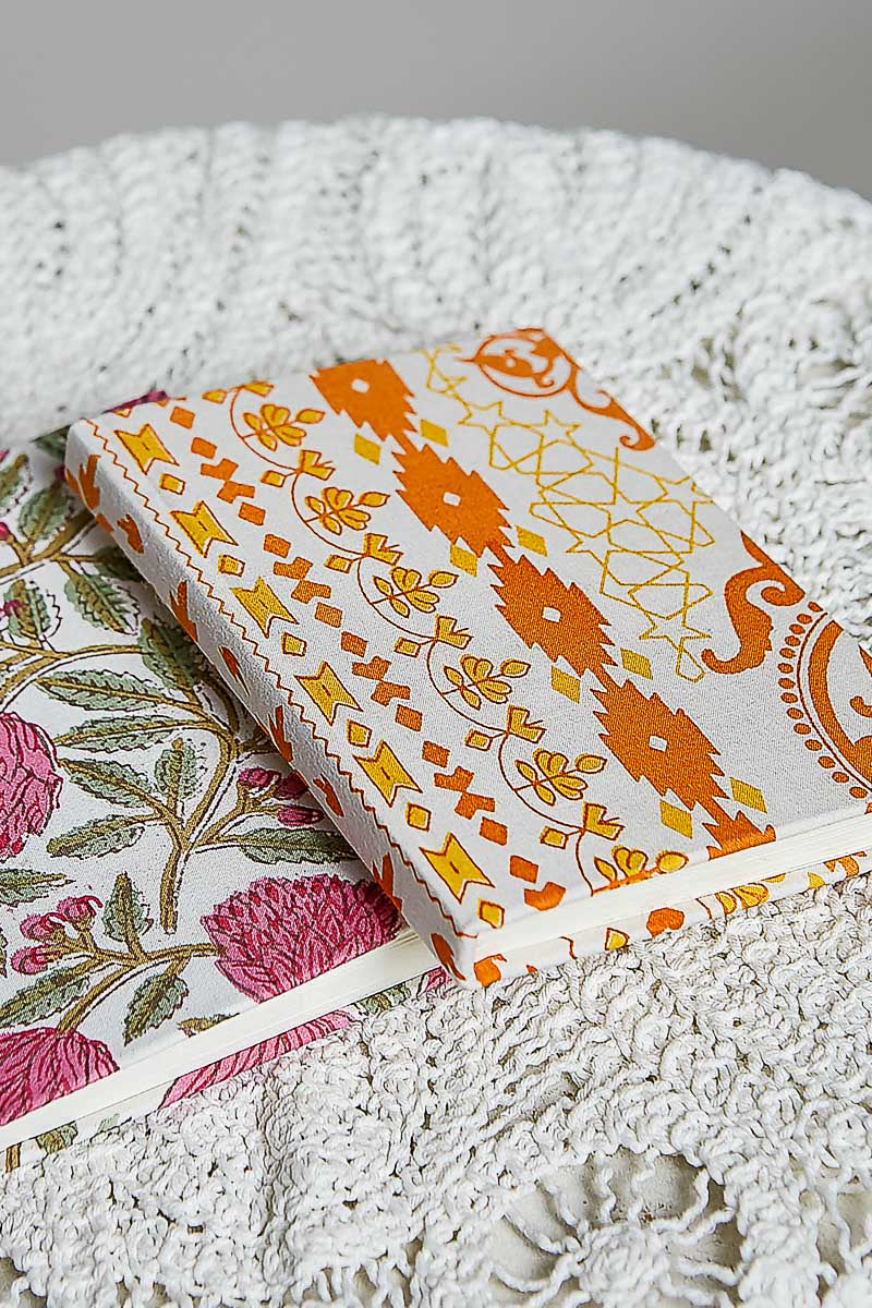 POL Portable floral print fabric-covered notebook