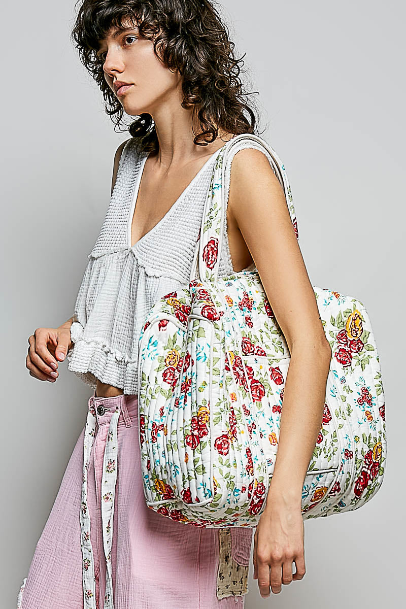 POL HAND BLOCK PRINTING QUILTED COTTON TOTE BAG