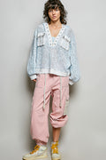 POL TEXTURED LONG SLEEVE BLOUSE