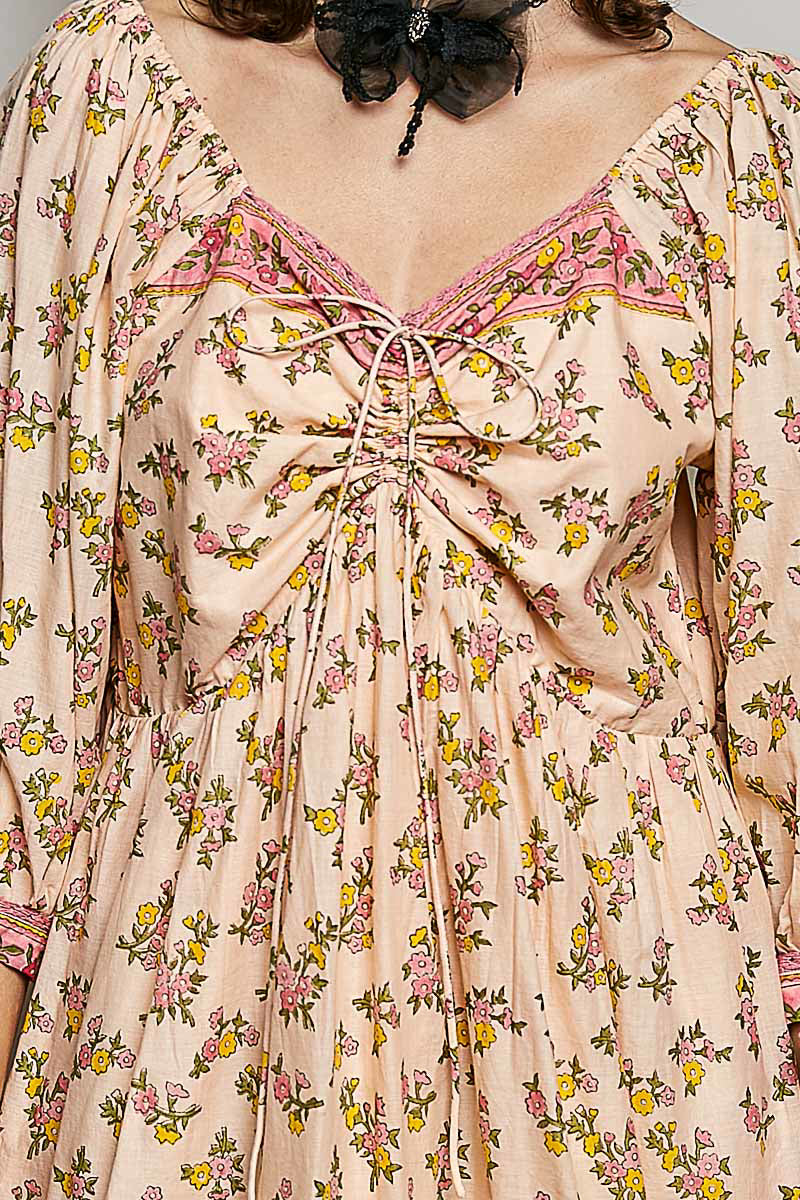 Floral Bloom Lace-Up Mini