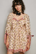 POL FLORAL PRINTED WOVEN MINI DRESS