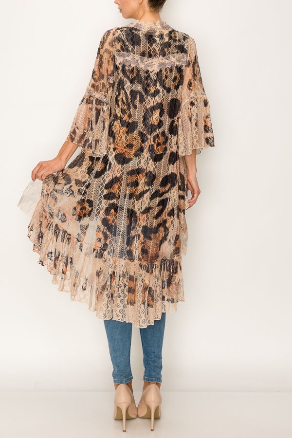 ORIGAMI APPAREL Ethereal Lace Tiered High-Low Kimono Cardigan