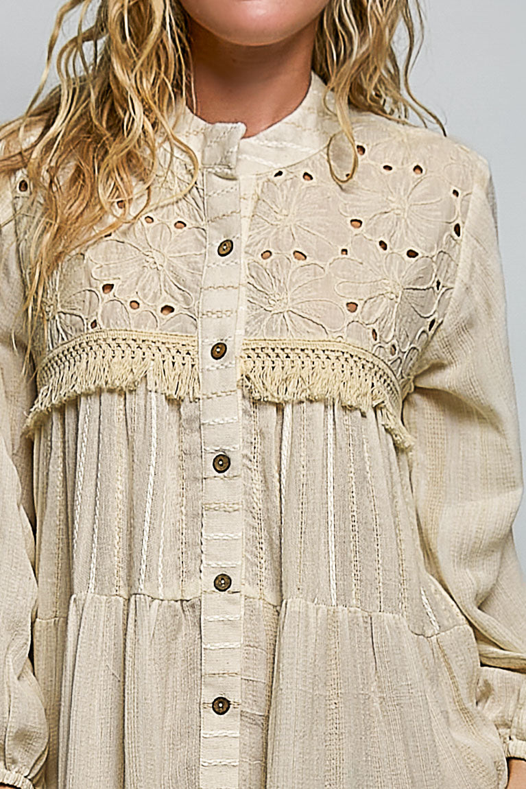 Organic Breeze Embroidered Tunic Blouse