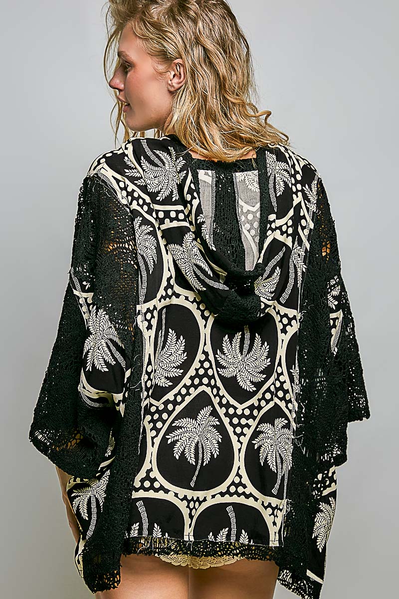 POL  V-NECK HALF SLEEVE RELAXED FIT HOODIE TOP