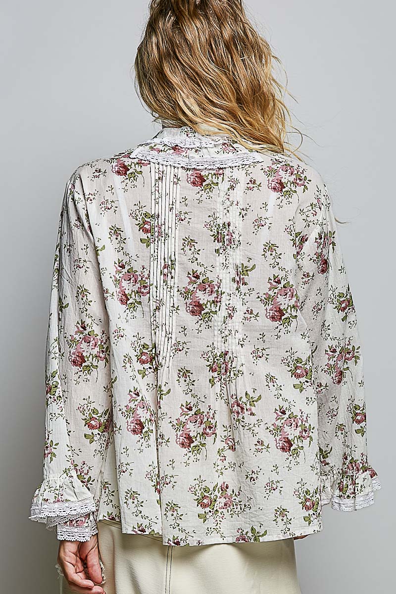 POL WOVEN BUTTON-DOWN BLOUSE