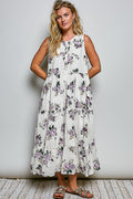 POL  WOVEN PRINT ROUND NECK SLEEVELESS REGULAR FIT LONG DRESS
