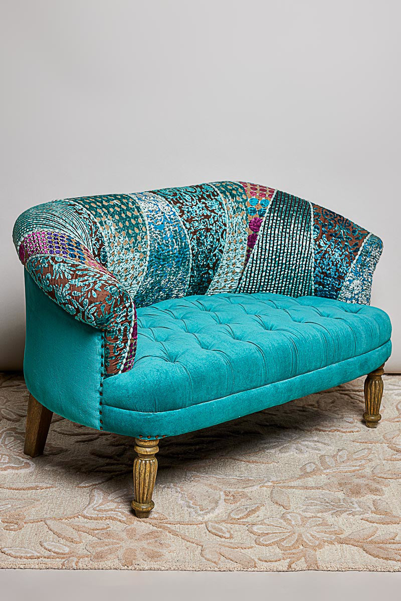 POL BURNOUT VELVET PATCHWORK SETTEE