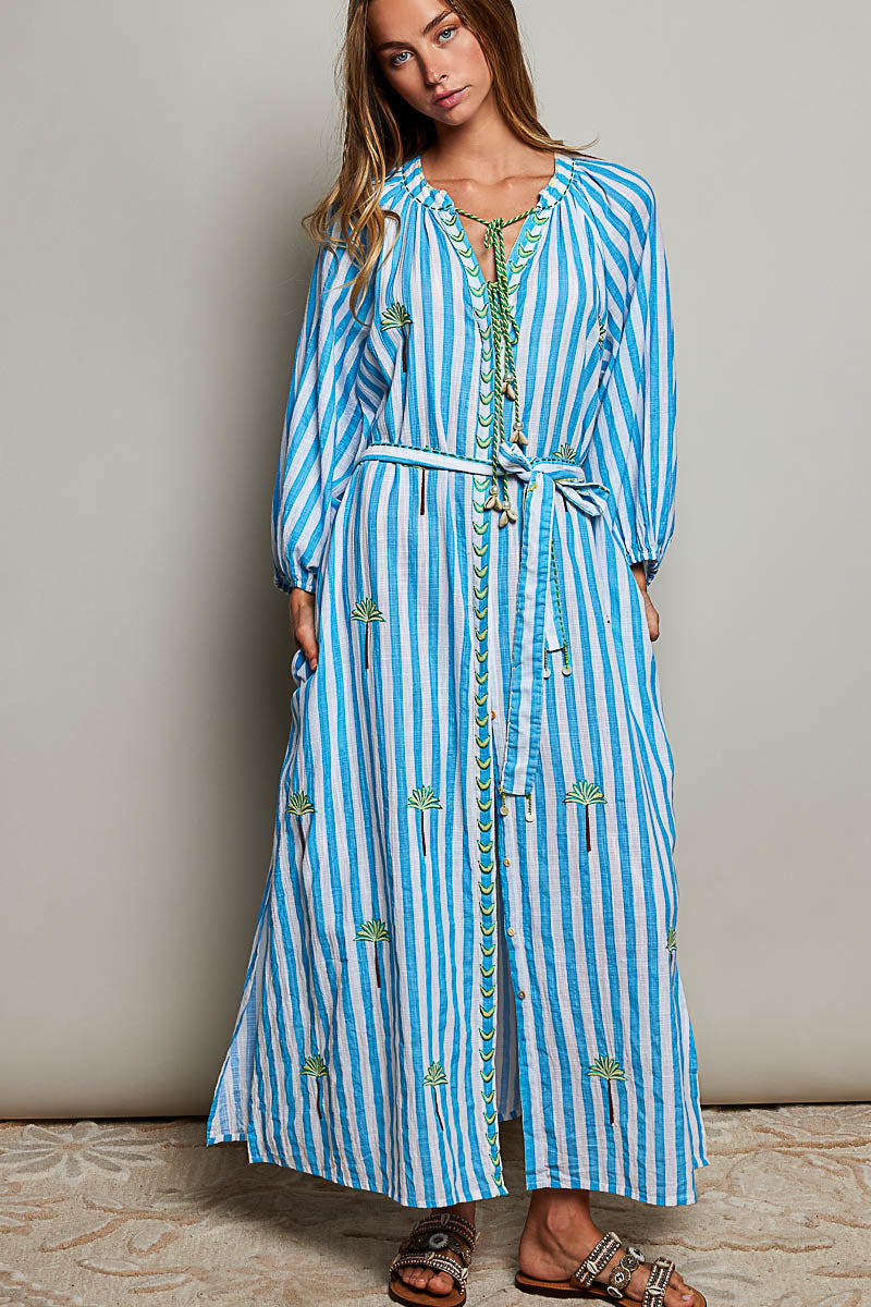 POL LIGHTWEIGHT STRIPED MAXI DRESS