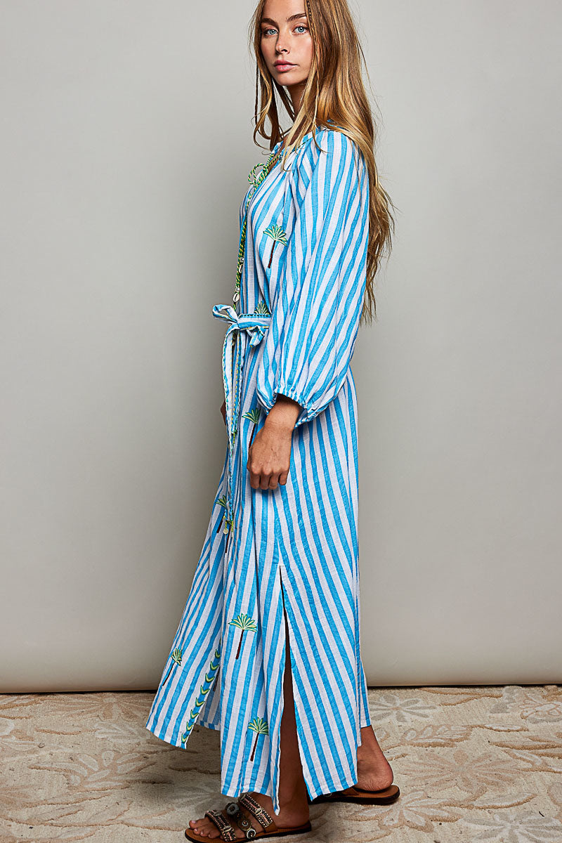POL LIGHTWEIGHT STRIPED MAXI DRESS