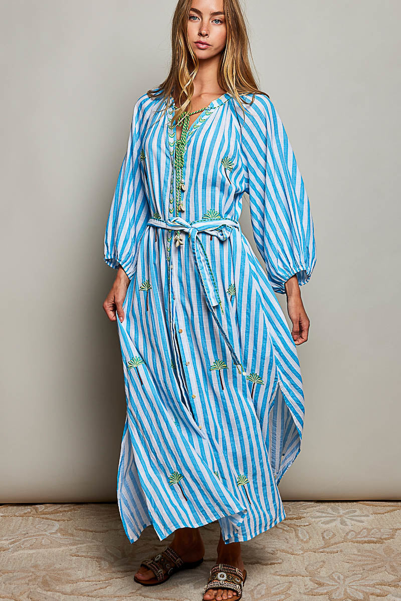 POL LIGHTWEIGHT STRIPED MAXI DRESS