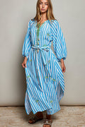 POL LIGHTWEIGHT STRIPED MAXI DRESS