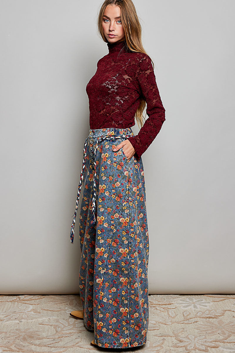POL JACQUARD STRAIGHT FIT PANTS