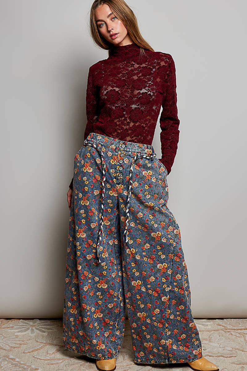 POL JACQUARD STRAIGHT FIT PANTS