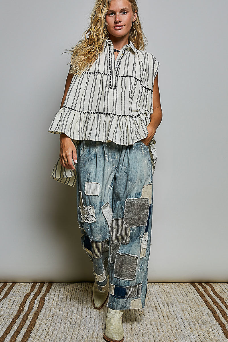 POL COLLARED SLEEVELESS RELAXED-FIT SHIRT TOP