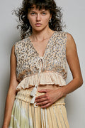 POL SLEEVELESS CROPPED TOP DEEP V-NECKLINE