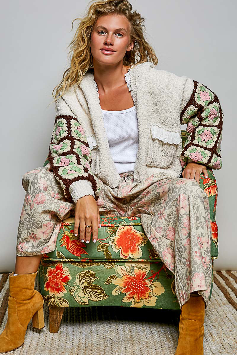 POL FLORAL VELVET ACCENT CHAIR