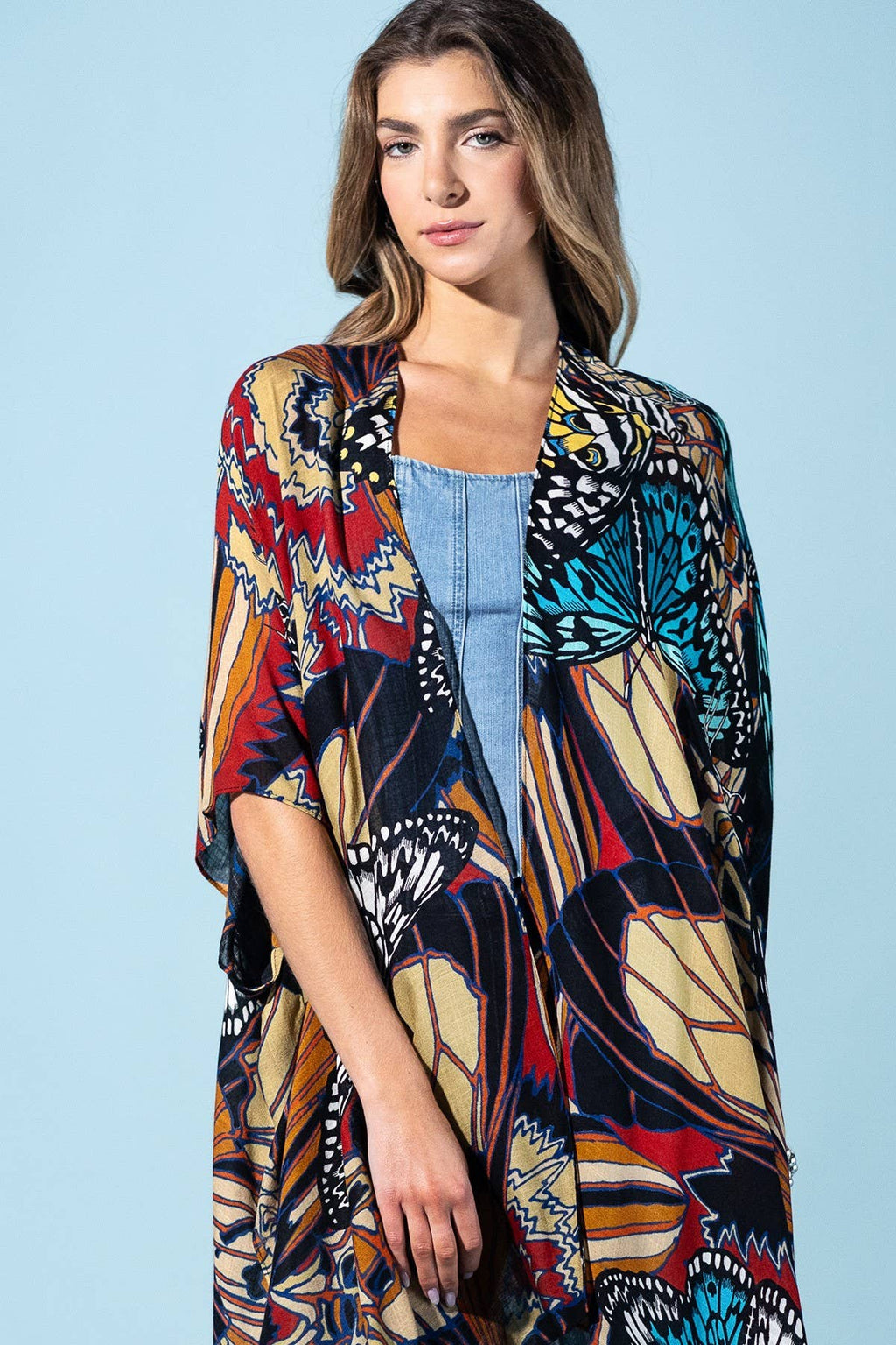 Midnight Monarch Viscose Kimono