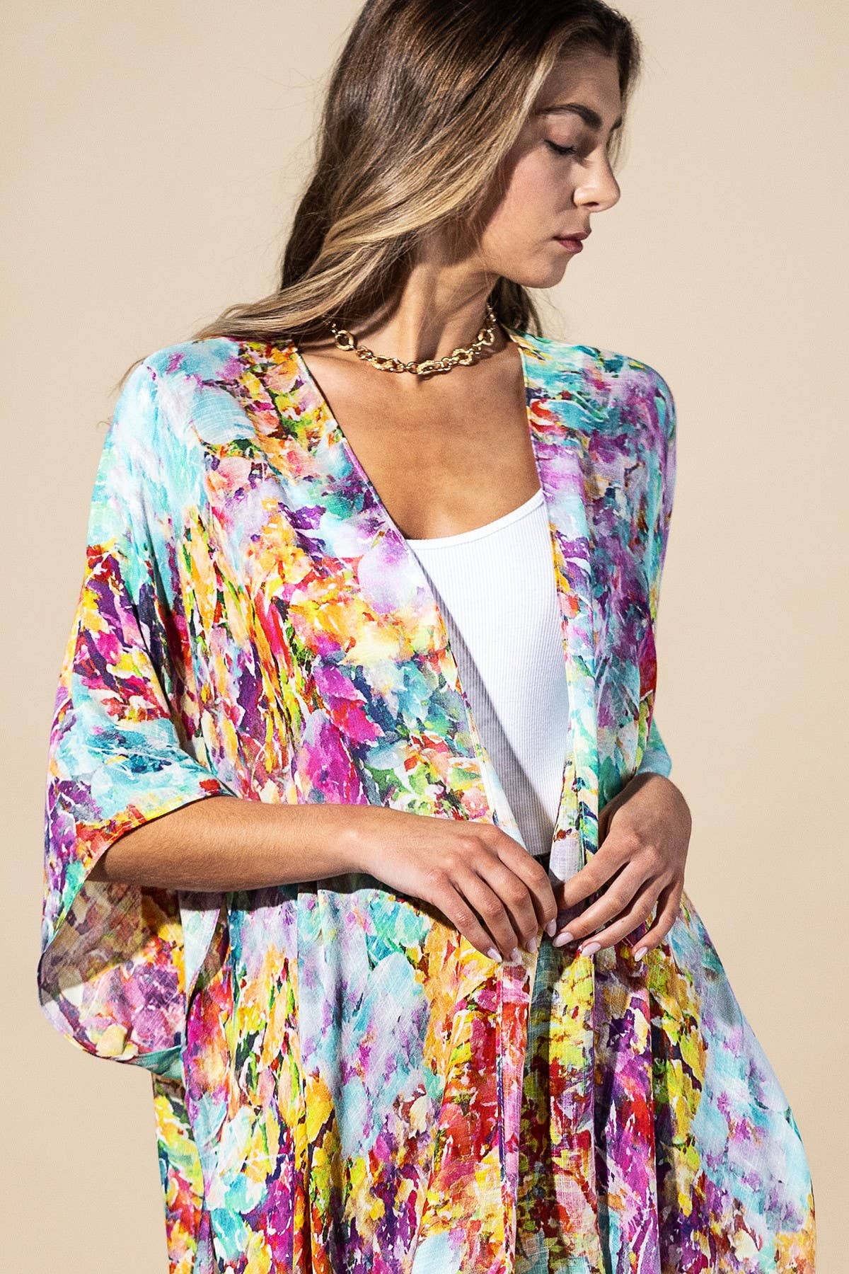 Wild Petal Viscose Kimono