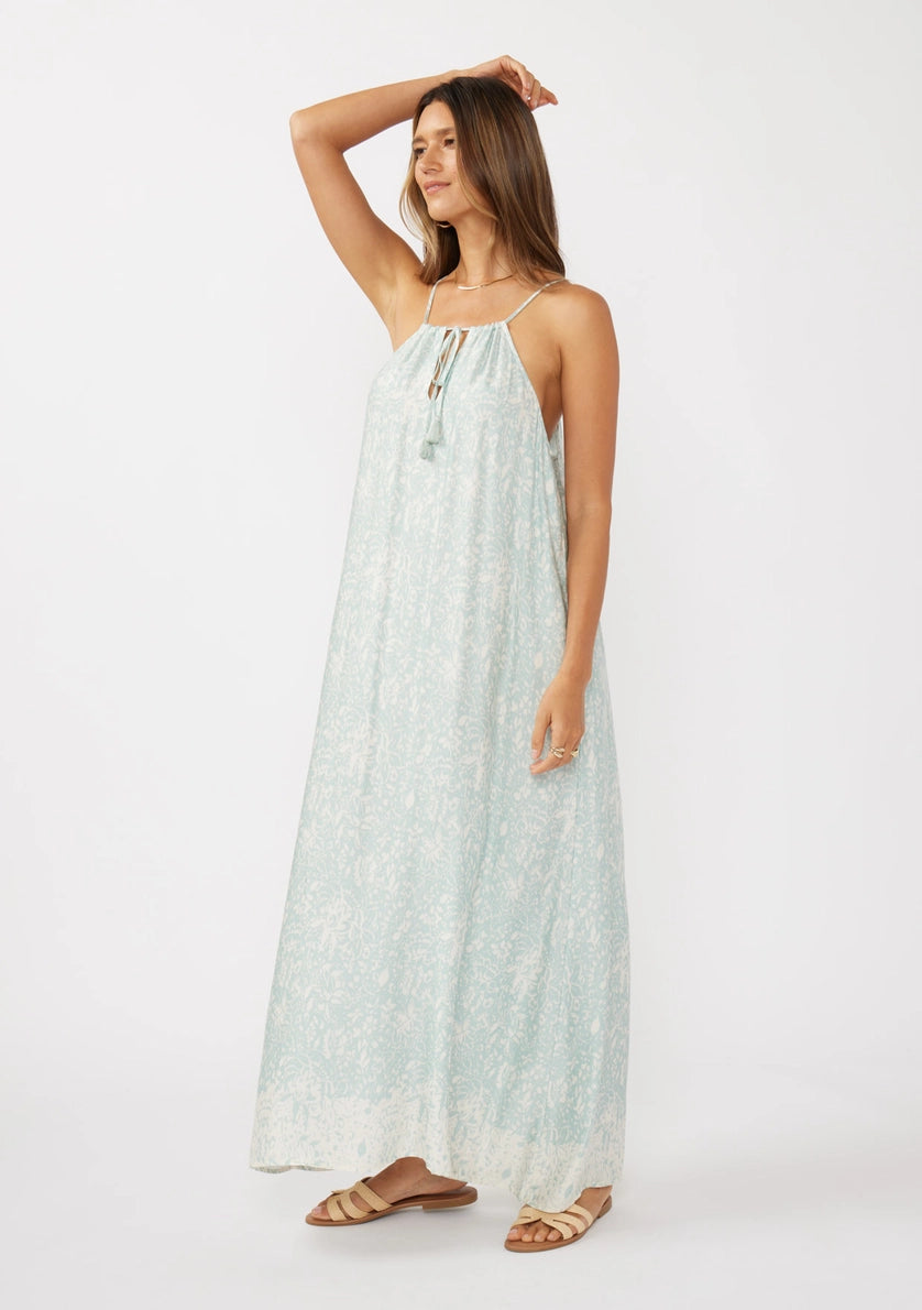 LOVESTITCH Halter Neck Spaghetti Strap Maxi Dress with Tie