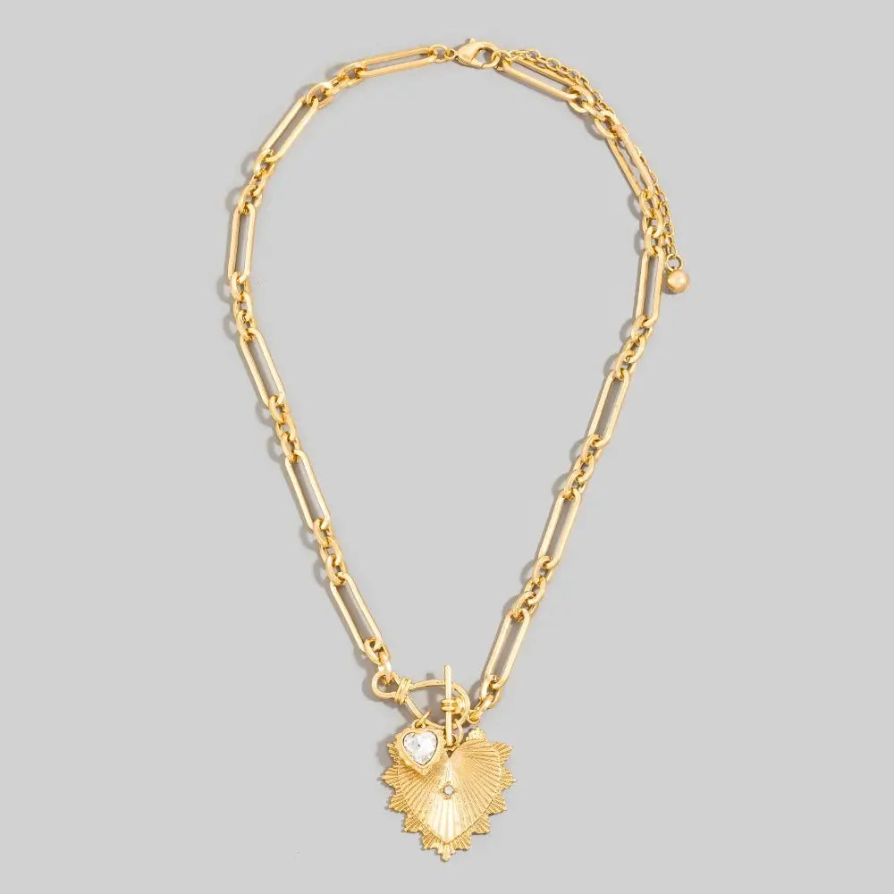 Anarchy Street Double Heart Pendants Oval Chain Necklace