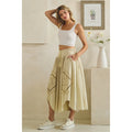 OLI & HALI Washed Wide Leg Embroidered Linen Bohemian Pants
