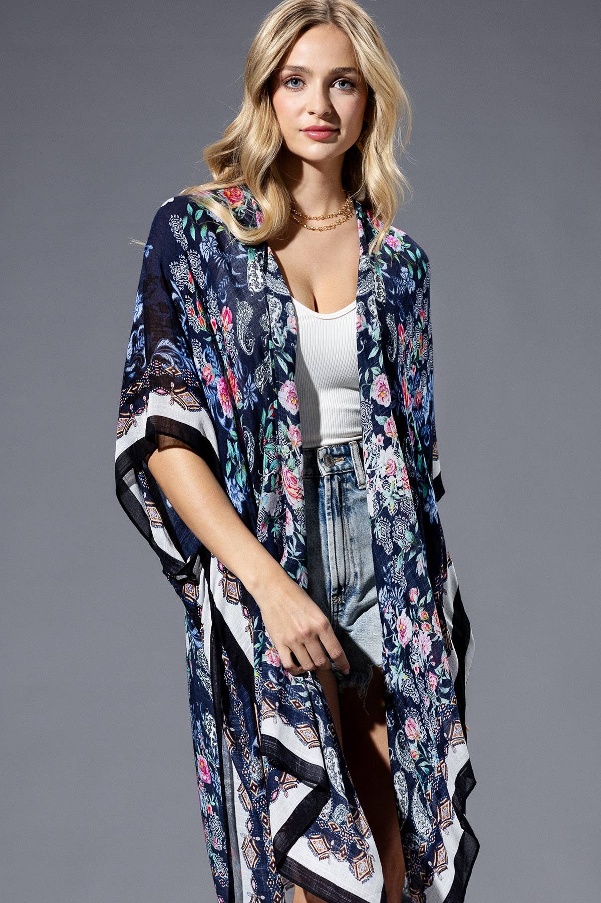 Rose Paisley Viscose Kimono