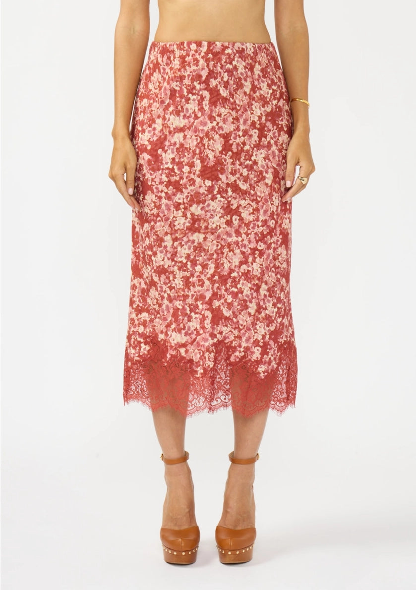 LOVESTITCH Maxi Slip Skirt with Scalloped Lace Hem