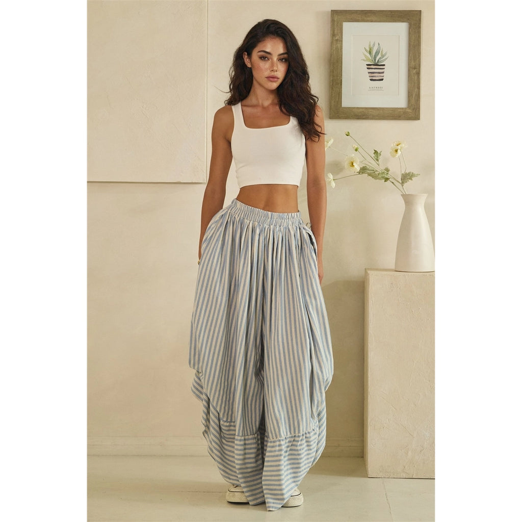 OLI & HALI Stripe Asymmetric Gathered Detail Pants