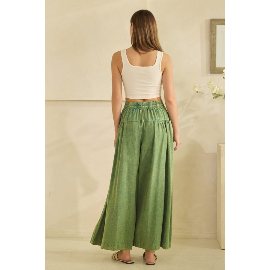 OLI & HALI Washed Pintuck Wide Leg Pants