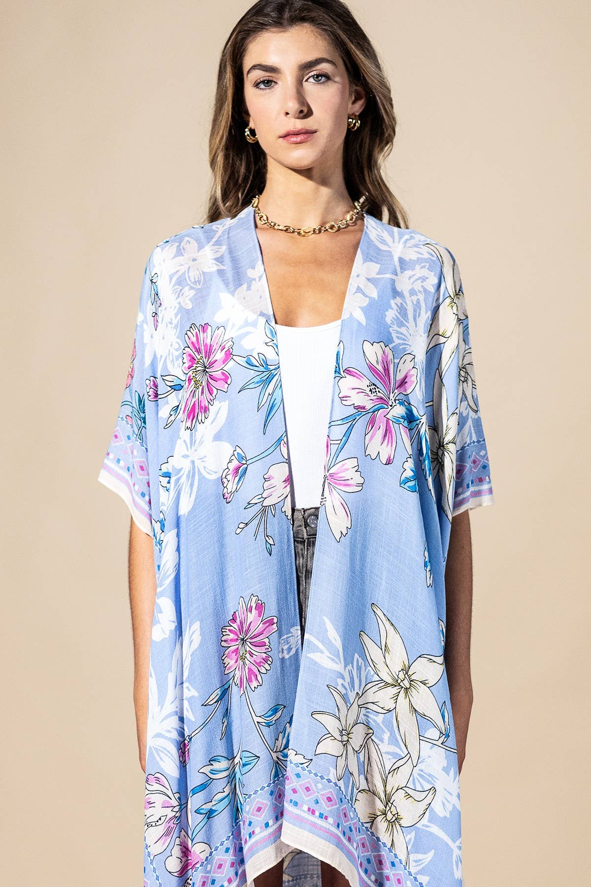 Blue Drift Viscose Kimono